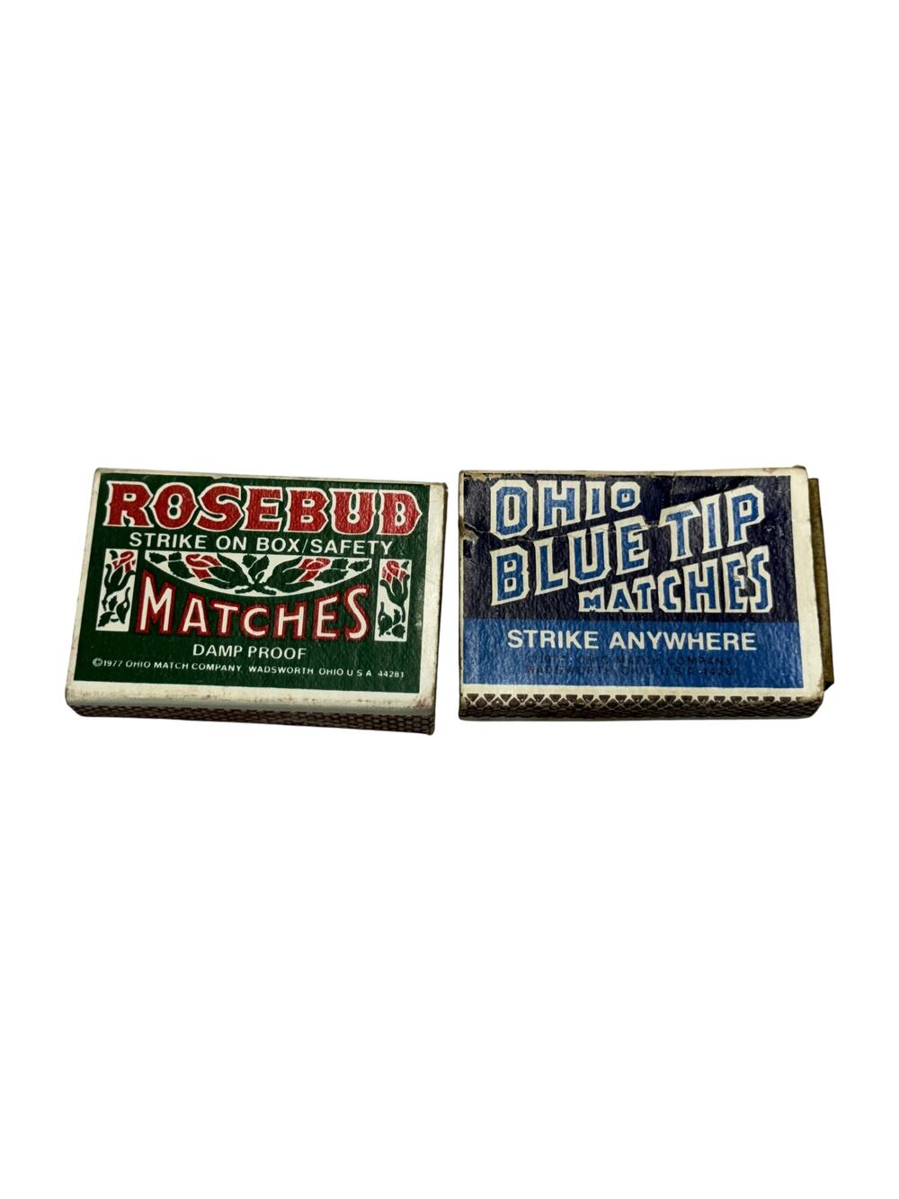 Vintage 1977 Ohio Match Co Rosebud Blue Tip Matchboxes Lot 2